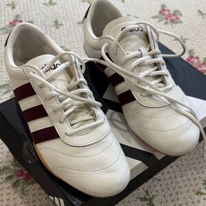 adidas Grand Court Lo White Sneakers with Burgundy Stripes